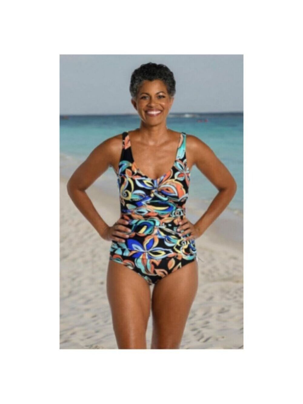 **Maxine Of Hollywood** Women's V-Neck Twist Front Shirred One Piece Swimsuit